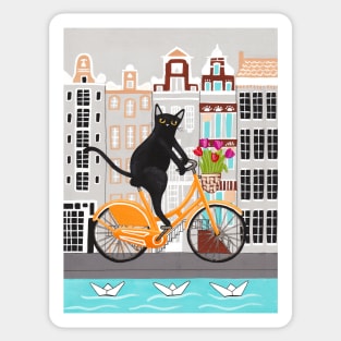 Black Cat Amsterdam Bicycle Ride Sticker